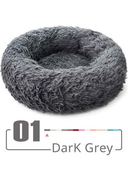 Koyu Gri XL-80CM Yuvarlak Kedi Yatağı Evi Uzun Peluş Pet Yatak Kediler Için Yastık Köpekler Için Mat Sıcak Evcil Hayvan Aksesuarları Ev Yıkanabilir Köpek Kanepe Yumuşak Uyku (Yurt Dışından)