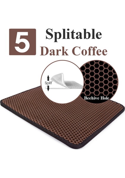 Bölünmüş Koyu Kahve 45X60CM Renkli Kedi Kumu Mat Çift Katmanlı Kedi Evi Kediler Için Evcil Hayvan Yatağı Mat Kaymaz Pedler Temiz Yıkanabilir Ev Evcil Hayvan Aksesuarları Su Geçirmez (Yurt Dışından)