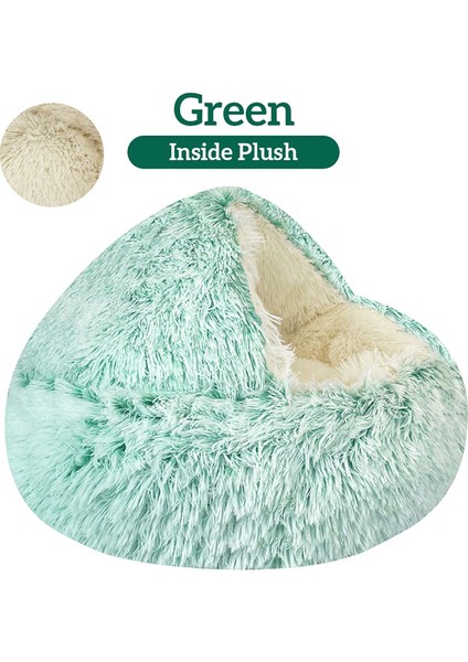 Yeşil Uzun Peluş 60X60CM Kış Uzun Peluş Pet Kedi Yatağı Yuvarlak Kedi Yastık Kedi Evi 2 In 1 Sıcak Kedi Sepeti Kedi Uyku Tulumu Kedi Yuva Kulübesi Küçük Köpek Kedi Için (Yurt Dışından)