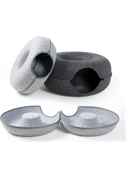 Açık Gri 60CMX27CM Büyük Kedi Evi Için Donut Kedi Yatağı Pet Kedi Tüneli Interaktif Oyun Çift Kullanımlı Kapalı Oyuncak Yavru Kedi Eğitimi Kedi Aksesuarları Yün Yatak 2 Kişi (Yurt Dışından) indirimleri