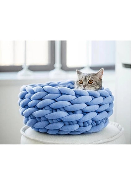 Pembe 45 cm Pati Şeridi 3 Boyutu El Yapımı Örgü Kedi Yatağı Kış Sıcak Küçük Köpek Yatakları Yumuşak Kedi Mağara Yatakları Yıkanabilir Kediler Için Pet Yatakları 35/40/45 cm (Yurt Dışından) modelleri