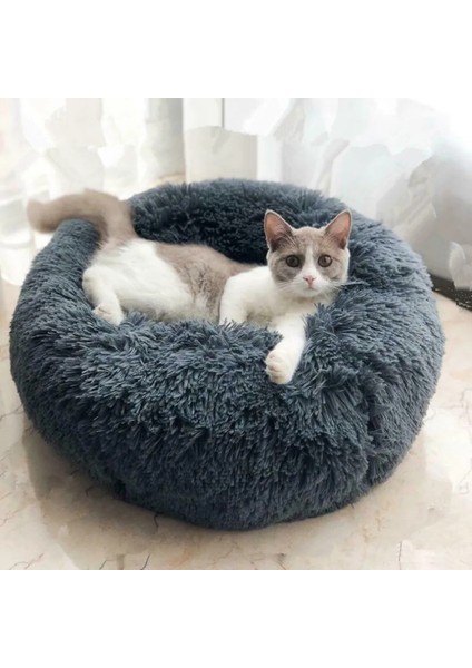 Kremsi-Beyaz Od 40 cm Kedi Yatakları Yuvarlak Rahat Sakinleştirici Kediler Için Köpek Yatağı Yatıştırıcı Yatak Köpek Anti Anksiyete Evi Kedi Polar Hatmi Kedi Yatak Yastığı (Yurt Dışından) fiyatları