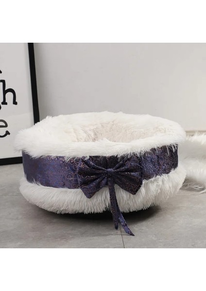 Gri Yuvarlak 60 cm Beş Renk Seçenekleri Kış Uzun Peluş Sıcak Kedi Yuva Yuvarlak Ilmek Güzel Köpek Yuva Derin Uyku Pet Yatak (Yurt Dışından)