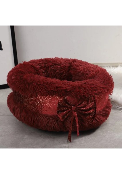 Gri Yuvarlak 60 cm Beş Renk Seçenekleri Kış Uzun Peluş Sıcak Kedi Yuva Yuvarlak Ilmek Güzel Köpek Yuva Derin Uyku Pet Yatak (Yurt Dışından)