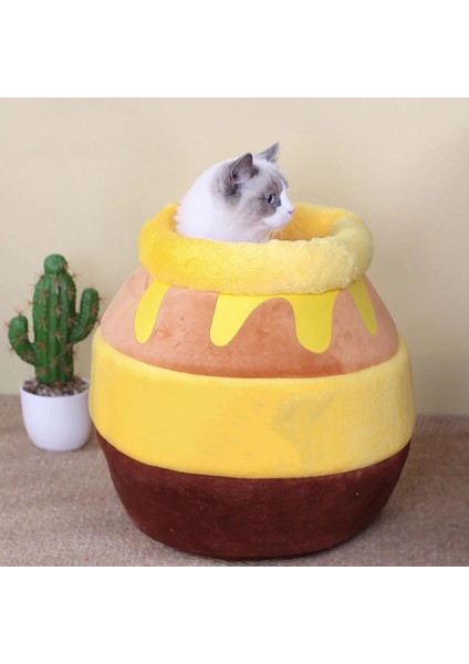 Beyaz Kedi Yatak Evi Kedi Aksesuarları Dört Mevsim Peluş Mat Köpekler Yastık Sepeti Bal Kavanozu Şekli Evcil Hayvan Ürünü Küçük Kedi Köpek Tavşan (Yurt Dışından) fırsatları