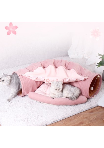 35-Pembe Pet Kedi Tüneli Yatağı Gelincikler Için Interaktif Oyun Oyuncak Tavşan Katlanabilir Oyun Tüpü ile Top Kapalı Yavru Kedi Evcil Hayvan Egzersiz Tüneli (Yurt Dışından)