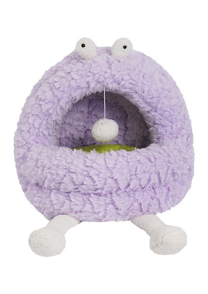 Mor Canavar Kedi Sıcak Peluş Ev Kış Polar Evcil Hayvan Uyku Istirahat Yastığı Köpek Kulübesi Yavru Köpek Kapalı Rahat Mağara Komik Canavar Şekli (Yurt Dışından)