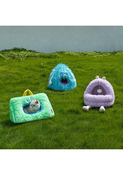Mor Canavar Kedi Sıcak Peluş Ev Kış Polar Evcil Hayvan Uyku Istirahat Yastığı Köpek Kulübesi Yavru Köpek Kapalı Rahat Mağara Komik Canavar Şekli (Yurt Dışından) fiyatları