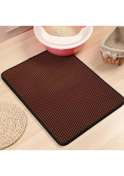 Kahverengi 55X75CM Su Geçirmez Pet Kedi Kumu Mat Çift Katmanlı Pet Çöp Kutusu Mat Kaymaz Kum Kedi Pedi Yıkanabilir Yatak Mat Temiz Ped Ürünleri (Yurt Dışından)