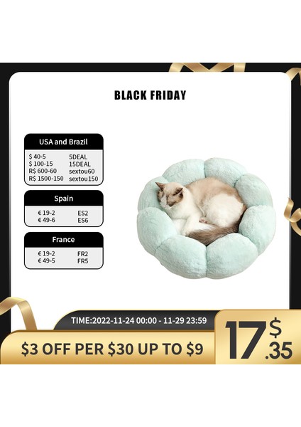 Gri 40CM Çiçek Şekilli Kedi Yatağı Kapalı Rahat Evcil Hayvan Yatakları Ultra Yumuşak Peluş Köpek Sepeti Şezlong Sıcak Kendiliğinden Isınan Ev Uyku Tulumu Yastık Mat (Yurt Dışından) fiyatları
