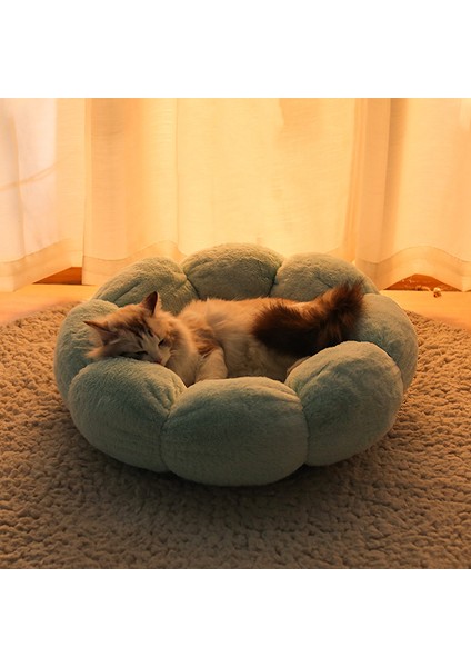Gri 40CM Çiçek Şekilli Kedi Yatağı Kapalı Rahat Evcil Hayvan Yatakları Ultra Yumuşak Peluş Köpek Sepeti Şezlong Sıcak Kendiliğinden Isınan Ev Uyku Tulumu Yastık Mat (Yurt Dışından) fırsatları