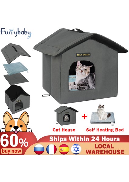 Gri 33X33X35 cm Kedi Yatak Yatak Odası Sıcak Mağara Su Geçirmez Açık Köpek Kulübesi Çıkarılabilir Minderler Yumuşak Kapalı Ev Kedi Kanepe Yavru Pet Malzemeleri (Yurt Dışından) indirimleri