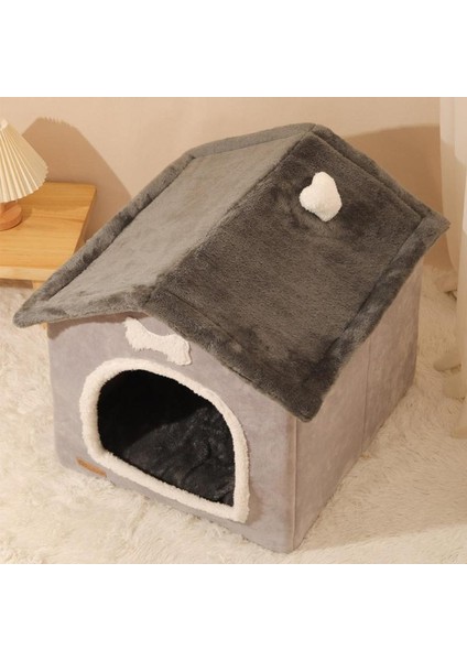 Gri M Sıcak Kedi Evi Kış Için Katlanabilir Kapalı Köpek Evi Kulübesi Montajı Kolay Köpek Evi Küçük Köpekler Için Köpek Kulübesi Küçük Orta Için (Yurt Dışından)