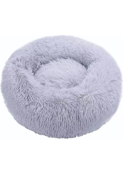 Açık Gri 50 cm Yuvarlak Kedi Yatak Süper Yumuşak Uzun Peluş Köpek Kulübesi Mat Köpek Yuvarlak Yastık Taşınabilir Hayvan Uyku Malzemeleri Kediler Kış Sıcak Yatak (Yurt Dışından)