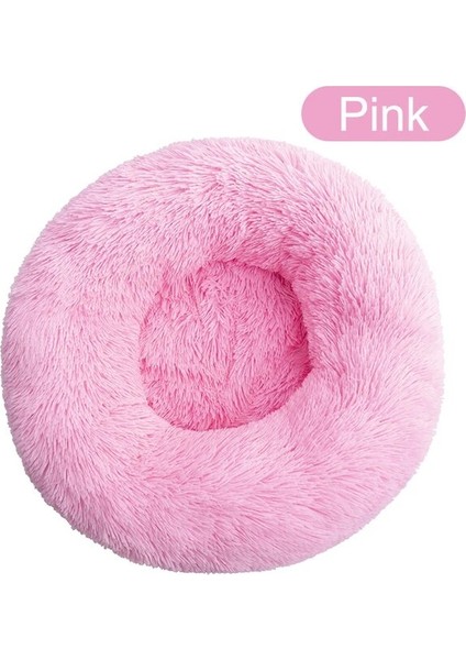 Pembe Çap 50 cm Donut Kedi Yatağı Yuvarlak Uzun Peluş Tam Boy Yıkanabilir Köpekler Için Pet Derin Uyku Yuvası Yumuşak Sıcak Yavru Mağara Köpek Kulübesi Aksesuarları (Yurt Dışından)