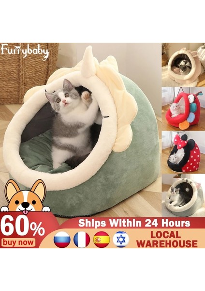 Koyu Yeşil - Stil A S Sevimli Kış Kedi Mağara Yatağı Sıcak Pet Sepeti Yavru Köpek Kulübesi Kedi Evi Çadır Yumuşak Küçük Köpek Mat Yastık Kediler Için Yıkanabilir Yastık Yatakları (Yurt Dışından)