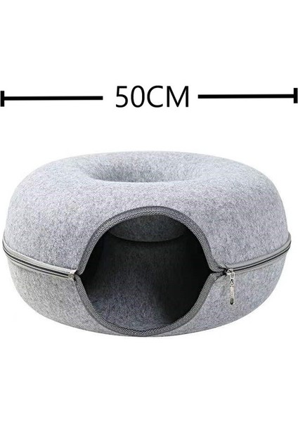 50CM Donut Pet Kedi Tüneli Interaktif Oyun Oyuncak Kedi Yatağı Çift Kullanımlı Gelincikler Tavşan Yatak Tünelleri Kapalı Oyuncaklar Kediler Evi Yavru Eğitim Oyuncak (Yurt Dışından)