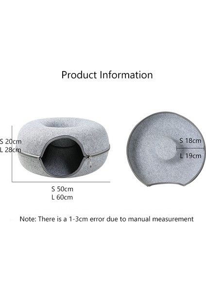 50CM Donut Pet Kedi Tüneli Interaktif Oyun Oyuncak Kedi Yatağı Çift Kullanımlı Gelincikler Tavşan Yatak Tünelleri Kapalı Oyuncaklar Kediler Evi Yavru Eğitim Oyuncak (Yurt Dışından)