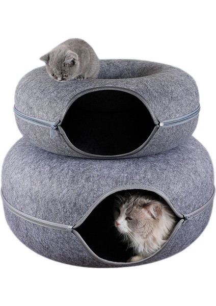50CM Donut Pet Kedi Tüneli Interaktif Oyun Oyuncak Kedi Yatağı Çift Kullanımlı Gelincikler Tavşan Yatak Tünelleri Kapalı Oyuncaklar Kediler Evi Yavru Eğitim Oyuncak (Yurt Dışından)