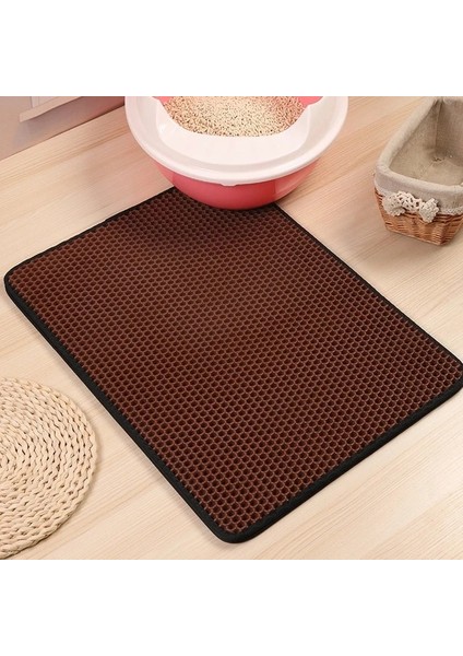 Kahverengi 45CMX60CM Prettybetter Kedi Kumu Mat Katlanabilir Çift Katmanlı Kediler Mat Alt Kaymaz Evcil Hayvan Kumu Katmanı Evcil Hayvan Kumu Yakalayıcı Mat Kedi Yastığı (Yurt Dışından)