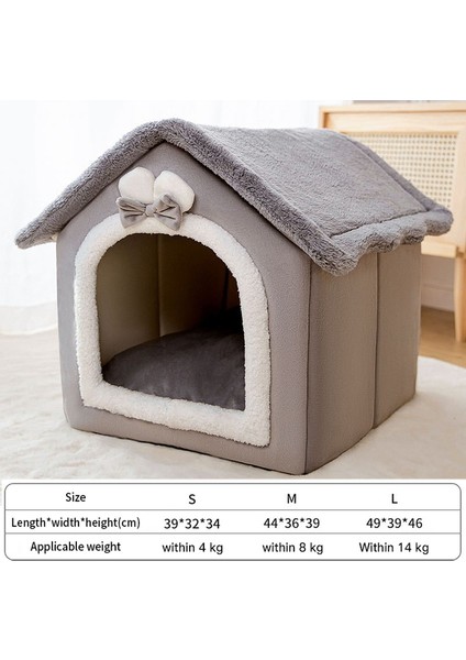 Gri Tavşan L 2023 Kapalı Kedi Evi Kış Sıcak Küçük Evcil Hayvan Peluş Uyku Yuvası Sepeti Çıkarılabilir Yıkanabilir Yumuşak Pet Yatak Kapalı Köpek Malzemeleri Yeni (Yurt Dışından)