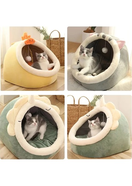 Sarı--Stil A M Sevimli Kış Kedi Mağara Yatağı Sıcak Pet Sepeti Yavru Köpek Kulübesi Kedi Evi Çadır Yumuşak Küçük Köpek Mat Yastık Kediler Için Yıkanabilir Yastık Yatakları (Yurt Dışından) indirimleri