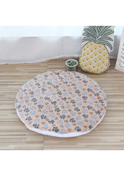 Kahve Paw M Çapı 47 cm Peluş Kedi Yatak Paspasları Yuvarlak Pet Yatak Kediler Için Küçük Köpekler Yumuşak Polar Pet Uyku Mat Yavru Köpek Yuvası Evcil Hayvan Yastığı Kedi Aksesuarları (Yurt Dışından)