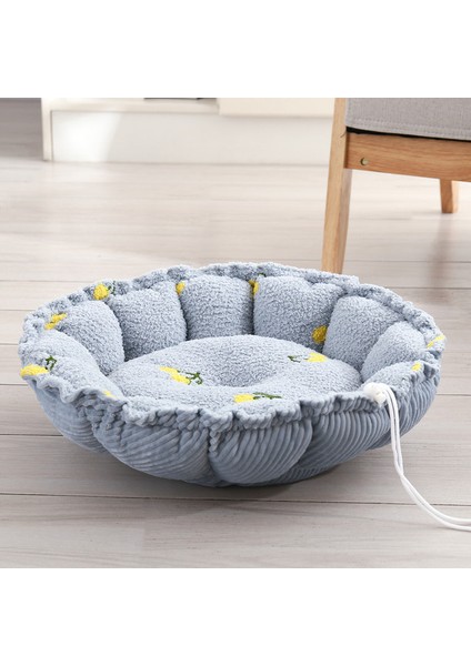 Mavi S Petal Şeklinde Kedi Köpek Yatağı Ayarlanabilir Kabak Yuva Sıcak Rahat Köpek Kulübesi Yuvarlak Peluş Mat Evcil Hayvan Evcil Hayvan Uyku Tulumu Fer Küçük Köpek (Yurt Dışından)