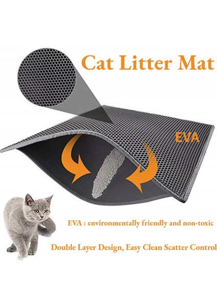 Haki 30X30CM Kedi Kumu Matı, Çöp Kutusu Matı, Petek Çift Katmanlı Tasarım, Su Geçirmez Idrar Geçirmez Kitty Kumu Matı, Kolay Temizlenebilir Dağılım Kontrolü (Yurt Dışından)