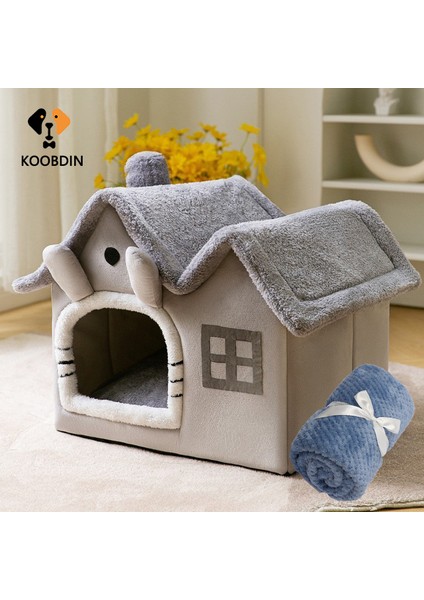 Battaniye ile Ekose M 44X36X39CM Sıcak Kedi Köpek Peluş Yatak Evi Ayrılabilir Yıkanabilir Yumuşak Kedi Yastığı Kış Yavru Kedi Evi Çadır Köpek Yuvası Mağara Evcil Hayvan Malzemeleri (Yurt Dışından)