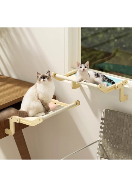 Pembe Sağlam Kedi Pencere Levrek Ahşap Montaj Asılı Yatak Pamuk Kanvas Kolay Yıkanabilir Çok Katlı Kontrplak Sıcak Satış Hamak (Yurt Dışından)