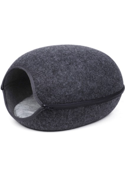 Stil 1 Ayrılabilir Doğal Keçe Kedi Yatak Nefes Kedi Pet Mağarası Koyu Gri Kedi Yatak Evi Yastık ile Evcil Hayvanlar Için Kediler Evcil Hayvan Aksesuarları (Yurt Dışından)