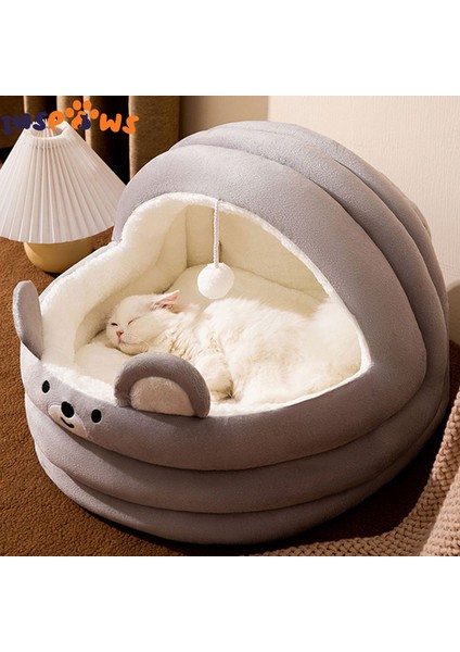 Gri S 35 cm Kış Kedi Yatağı Kapalı Sıcak Pet Yatak Küçük Köpekler Için Çıkarılabilir Yastık ile Yavru Mağara Asılı Peluş Top ile Yavru Sepeti (Yurt Dışından) fiyatları