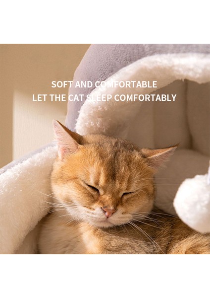 Gri S 35 cm Kış Kedi Yatağı Kapalı Sıcak Pet Yatak Küçük Köpekler Için Çıkarılabilir Yastık ile Yavru Mağara Asılı Peluş Top ile Yavru Sepeti (Yurt Dışından) modelleri