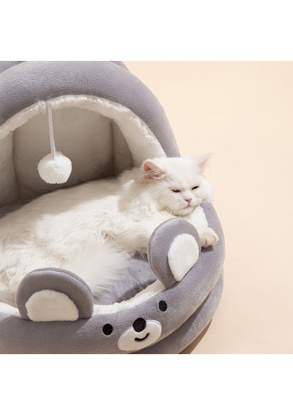 Gri S 35 cm Kış Kedi Yatağı Kapalı Sıcak Pet Yatak Küçük Köpekler Için Çıkarılabilir Yastık ile Yavru Mağara Asılı Peluş Top ile Yavru Sepeti (Yurt Dışından) indirimleri