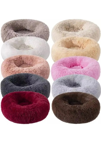 Beyaz 80 cm Süper Yumuşak Kedi Yatağı Rahat Donut Yuvarlak Köpek Kulübesi Ultra Yumuşak Kaymaz Kış Sıcak Köpek Kulübesi Pet Kedi Yastık Yatak Kış Sıcak (Yurt Dışından)