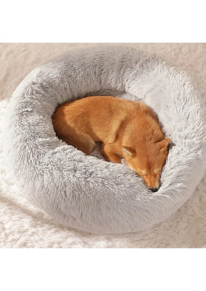 Beyaz 80 cm Süper Yumuşak Kedi Yatağı Rahat Donut Yuvarlak Köpek Kulübesi Ultra Yumuşak Kaymaz Kış Sıcak Köpek Kulübesi Pet Kedi Yastık Yatak Kış Sıcak (Yurt Dışından) modelleri