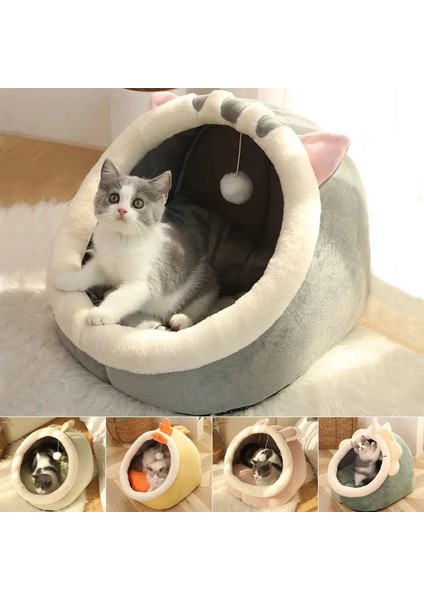 Sarı L (48X45X37CM) Tatlı Kedi Yatağı Sıcak Evcil Hayvan Sepeti Rahat Yavru Şezlong Yastık Kedi Evi Çadır Çok Yumuşak Küçük Köpek Mat Çanta Yıkanabilir Mağara Kedileri Yatakları Için (Yurt Dışından) fiyatları