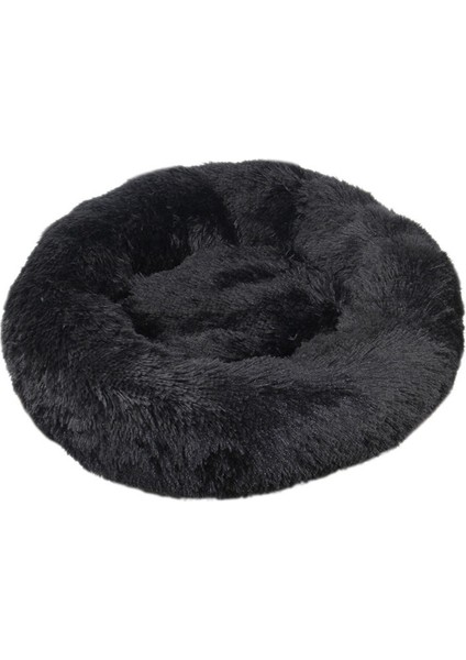Siyah 70 cm Pet Köpek Yatağı Süper Yumuşak Köpek Kulübesi Yuvarlak Kabarık Kedi Evi Sıcak Rahat Uyku Yastık Mat Kanepe Yıkanabilir Köpek Peluş (Yurt Dışından)