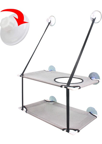 Çift Katmanlar Gri 51X31CM Kedi Yatağı Asılı Pencere Çift Katmanlı Evcil Hayvan Hamak Güneşli Pencere Koltuğu Yavru Yuva Kediler Için Dayanıklı Yatak Rulman 25 kg Kedi Aksesuarları (Yurt Dışından)