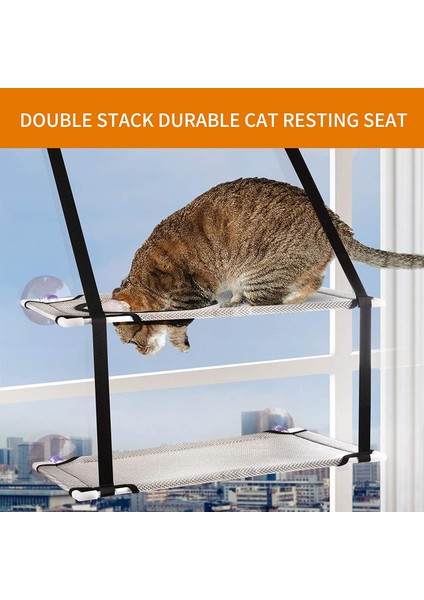 Çift Katmanlar Gri 51X31CM Kedi Yatağı Asılı Pencere Çift Katmanlı Evcil Hayvan Hamak Güneşli Pencere Koltuğu Yavru Yuva Kediler Için Dayanıklı Yatak Rulman 25 kg Kedi Aksesuarları (Yurt Dışından) modelleri