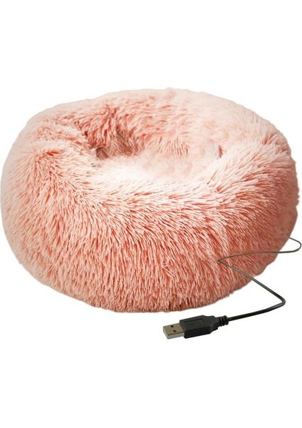 Pembe Yuvarlak Köpek Yatağı Evi Köpek Halısı Uzun Peluş Kediler Yuva USB Isıtma Köpek Sepeti Evcil Hayvan Yastığı Yumuşak Uyku Evcil Hayvanlar Kış Sıcaklık Malzemeleri (Yurt Dışından)