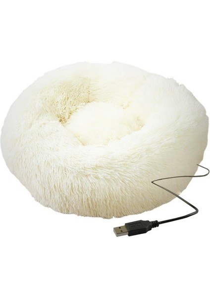 Pembe Yuvarlak Köpek Yatağı Evi Köpek Halısı Uzun Peluş Kediler Yuva USB Isıtma Köpek Sepeti Evcil Hayvan Yastığı Yumuşak Uyku Evcil Hayvanlar Kış Sıcaklık Malzemeleri (Yurt Dışından)