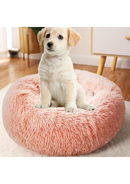 Pembe Yuvarlak Köpek Yatağı Evi Köpek Halısı Uzun Peluş Kediler Yuva USB Isıtma Köpek Sepeti Evcil Hayvan Yastığı Yumuşak Uyku Evcil Hayvanlar Kış Sıcaklık Malzemeleri (Yurt Dışından)