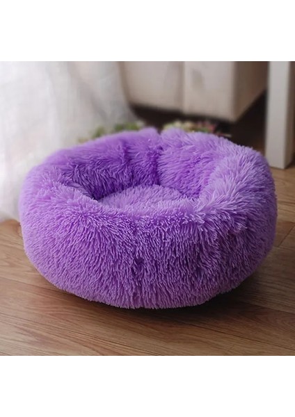 Mor 70 cm Nonor Süper Yumuşak Kedi Yatağı Büyük Büyük Küçük Köpek Kedi Evi Yuvarlak Peluş Mat Kanepe Köpek Yastık Mat Taşınabilir Kedi Malzemeleri (Yurt Dışından)
