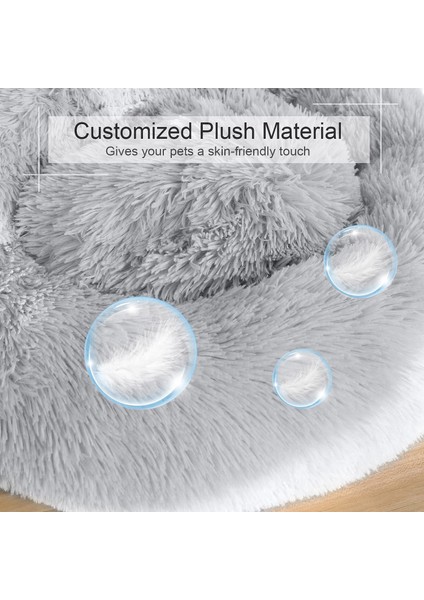 Fasulye Ezmesi 23.6 Inç-60 cm Sakinleştirici Kedi Yatağı Yumuşak Yuvarlak Köpek Yatakları Anti-Anksiyete Donut Cuddler Ev Isınma Rahat Kabarık Peluş Polar (Yurt Dışından) modelleri