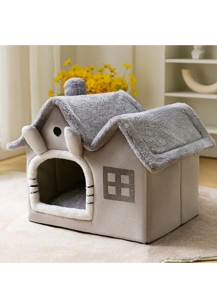 Gri 44X36X39 cm Nefes Sıcak Peluş Pet Yatak Ev Ayrılabilir Yıkanabilir Yumuşak Kedi Yastık Kulübesi Küçük Köpekler Kediler Için Pet Malzemeleri (Yurt Dışından)