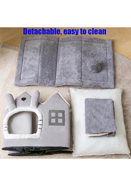 Gri 44X36X39 cm Nefes Sıcak Peluş Pet Yatak Ev Ayrılabilir Yıkanabilir Yumuşak Kedi Yastık Kulübesi Küçük Köpekler Kediler Için Pet Malzemeleri (Yurt Dışından)