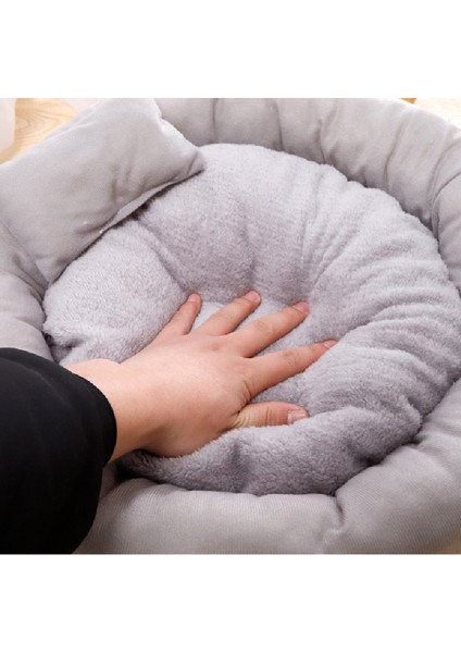 Gri 40 cm Yastık ile Kısa Peluş Kedi Yatak Yuvarlak Kediler Için Yatak Küçük Köpek Sıcak Pet Yuva Yastık ile Köpek Kulübesi Kanepe Yavru Mağara Yastık Kedi Aksesuarları (Yurt Dışından) indirimleri