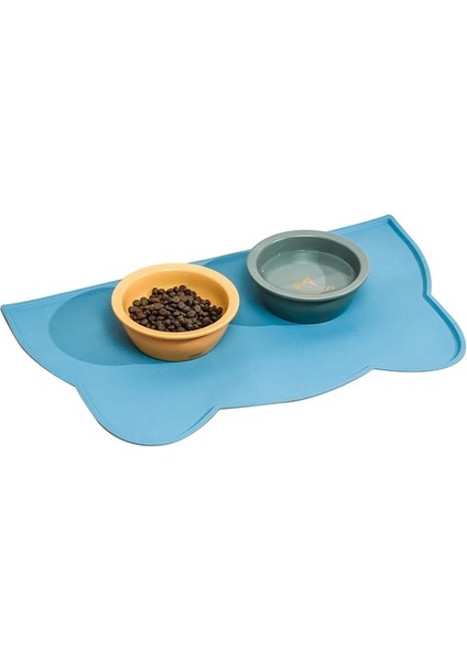 48X27 cm Mavi Pet Silikon Gıda Mat Taşınabilir Su Geçirmez Sızdırmaz Kaymaz Besleme Paspasları Kase Ped Yastık Kediler Köpekler Için Evcil Hayvan Ürünleri (Yurt Dışından)